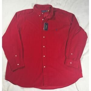 Polo Ralph Lauren Mens 2XB Red Corduroy Button Up Shirt Long Sleeve Big NWT